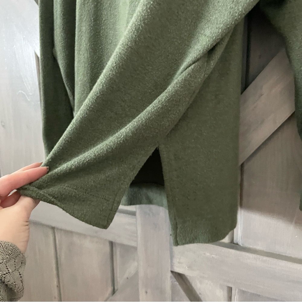 Aerie Forest Green Super Soft Slub Oversized Knit Long sleeve Top M - Picture 8 of 11